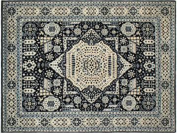 handmade Geometric Mamluk Black Beige Hand Knotted RECTANGLE 100% WOOL area rug 9x12